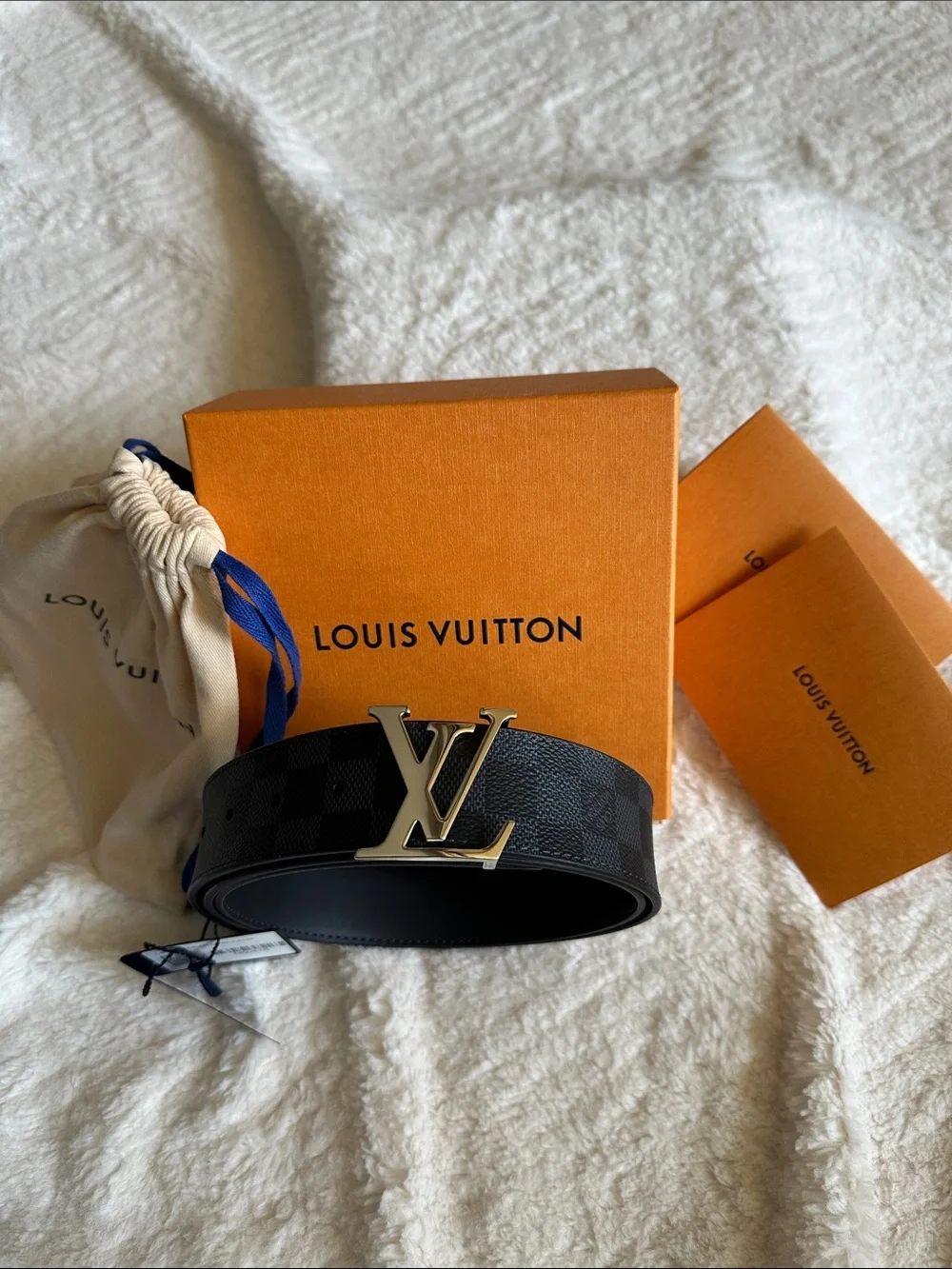Louis Vuitton LV Initiales 40mm Reversible Damier Cobalt Belt 100/40